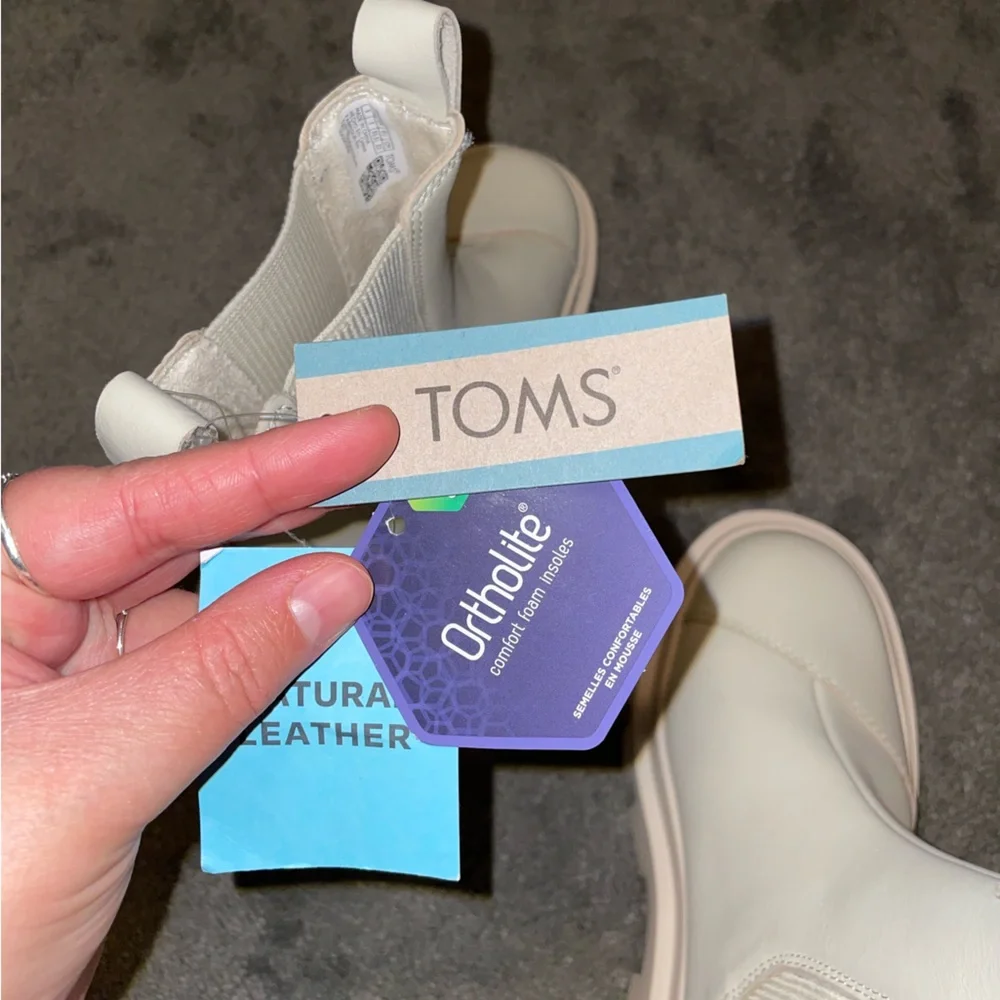 NWT TOMS Rowan Water Resistant Light Sand Leather Ankle Boots Size 5 - Picture 9 of 12